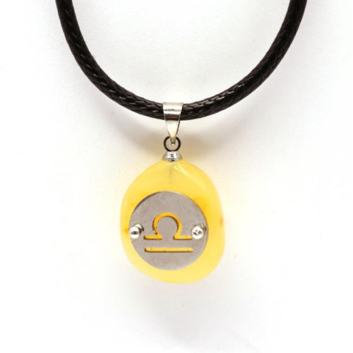 Amber Amulet Pendant with Zodiac Sign "Libra"