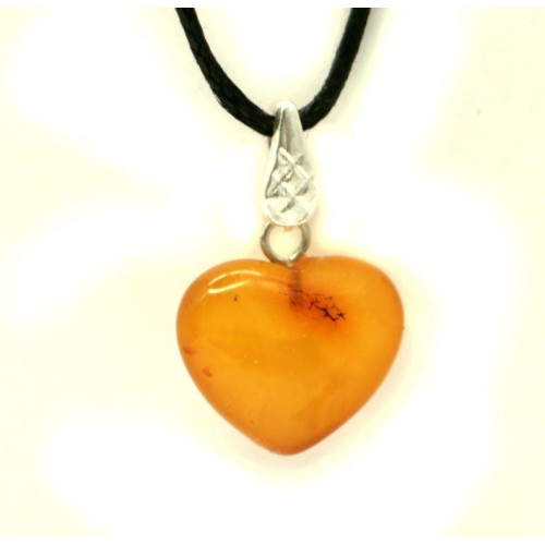 Heart Shape Butterscotch Egg Yolk Color Baltic Amber Pendant 