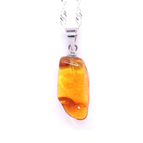 Natural Shape Baltic Amber Pendant Honey Color 18