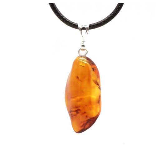 Baltic Amber Pendant with Insect Inclusion and Sterling Silver