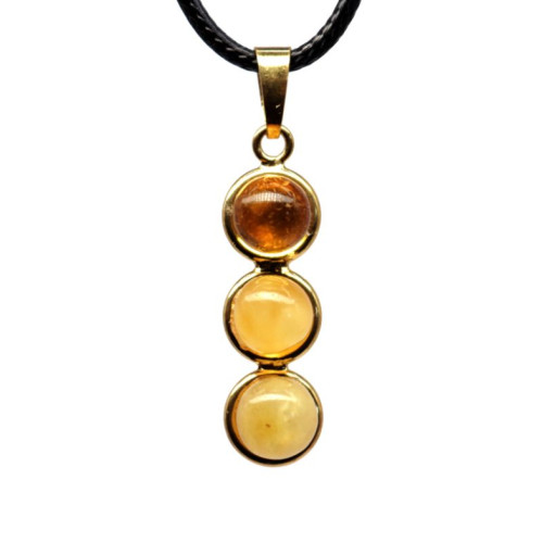 Gold plated silver pendant with amber beads