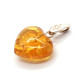 Small Honey Color Baltic Amber Heart Shaped Pendant 