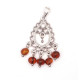 Filigree Metal Pendant with Baroque Cognac Amber Dangles and Cord