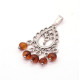 Filigree Metal Pendant with Baroque Cognac Amber Dangles and Cord