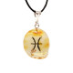 Baltic amber pendant amulet in yellow color with the zodiac sign "Pisces" Silver 925