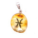Baltic amber pendant amulet in yellow color with the zodiac sign "Pisces" Silver 925