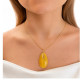 Exclusive Butterscotch Baltic Amber Pendant with Gold-Plated Silver Leaf Motif