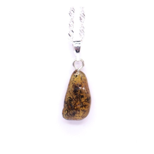Baltic Amber Pendant Light Green Shade Color With Plants Inclusions