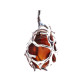Artistic "Twisted Branches" Metal Pendant with Cognac Baltic Amber