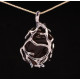 Artistic "Twisted Branches" Metal Pendant with Cognac Baltic Amber
