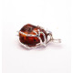 Artistic "Twisted Branches" Metal Pendant with Cognac Baltic Amber