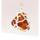 Cognac Baltic Amber Pendant in Metal Frame