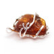 Cognac Baltic Amber Pendant in Metal Frame