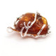 Cognac Baltic Amber Pendant in Metal Frame