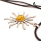  Polished Cognac Color Baltic Amber Pendant "Sun" 