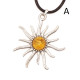  Polished Cognac Color Baltic Amber Pendant "Sun" 