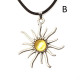  Polished Cognac Color Baltic Amber Pendant "Sun" 