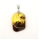 Baltic Amber Pendant Light Green Shade Color With Plants Inclusions ST Silver Hook