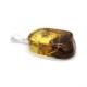 Baltic Amber Pendant Light Green Shade Color With Plants Inclusions ST Silver Hook