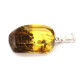 Baltic Amber Pendant Light Green Shade Color With Plants Inclusions ST Silver Hook