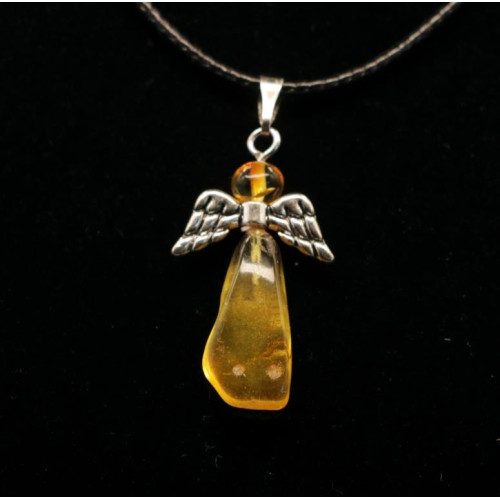 Honey Color Baltic Amber Amulet Pendant "Guardian Angel"