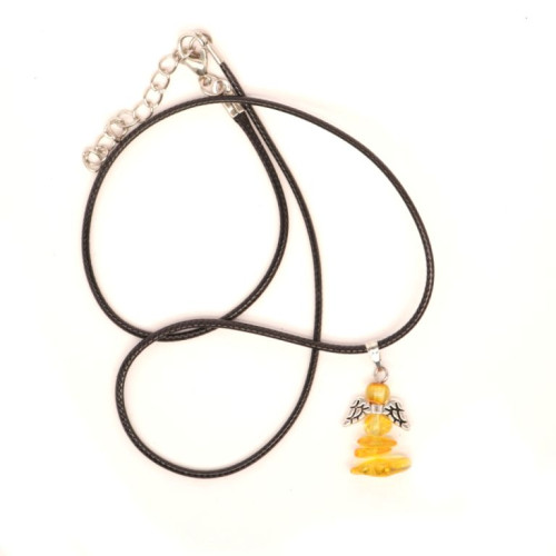 Polished Chips Style Baltic Amber Pendant Honey Color "GUARDIAN ANGEL"