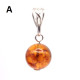 Baltic Amber Pendant Dark Cognac Color  Serling Silver 925