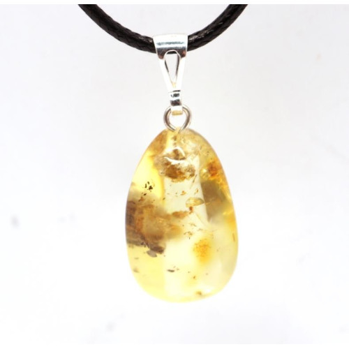 Yellow Baltic Amber Pendant with Sterling Silver 925