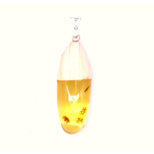 Unique Design Pendant "Silver, Amber, Pine Tree"