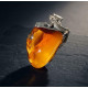 Exclusive 925 Sterling Silver "Lizard" Pendant with Massive Natural Baltic Amber