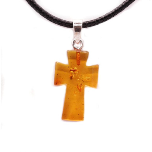 Cognac Color Baltic Amber cross Pendant