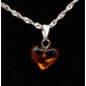 Cognac Color Baltic Amber Heart Shaped Pendant