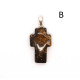 Green Baltic Amber Cross Pendant with Plant Inclusions
