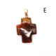 Green Baltic Amber Cross Pendant with Plant Inclusions