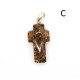 Green Baltic Amber Cross Pendant with Plant Inclusions