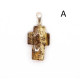 Green Baltic Amber Cross Pendant with Plant Inclusions