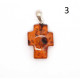 Baltic Amber Cross Pendant with 925 Sterling Silver Bail and Black Cord