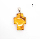Baltic Amber Cross Pendant with 925 Sterling Silver Bail and Black Cord