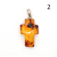 Baltic Amber Cross Pendant with 925 Sterling Silver Bail and Black Cord