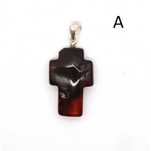 Cherry Baltic Amber Cross Pendant