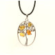 Oval shaped pendant with pieces of Baltic amber