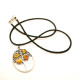 Oval shaped pendant with pieces of Baltic amber