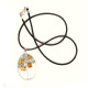 Oval shaped pendant with pieces of Baltic amber